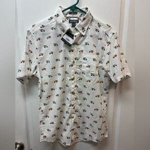 Eddie Bauer JEEP w/Surfboard Print Button Up Casual Shirt Size Small